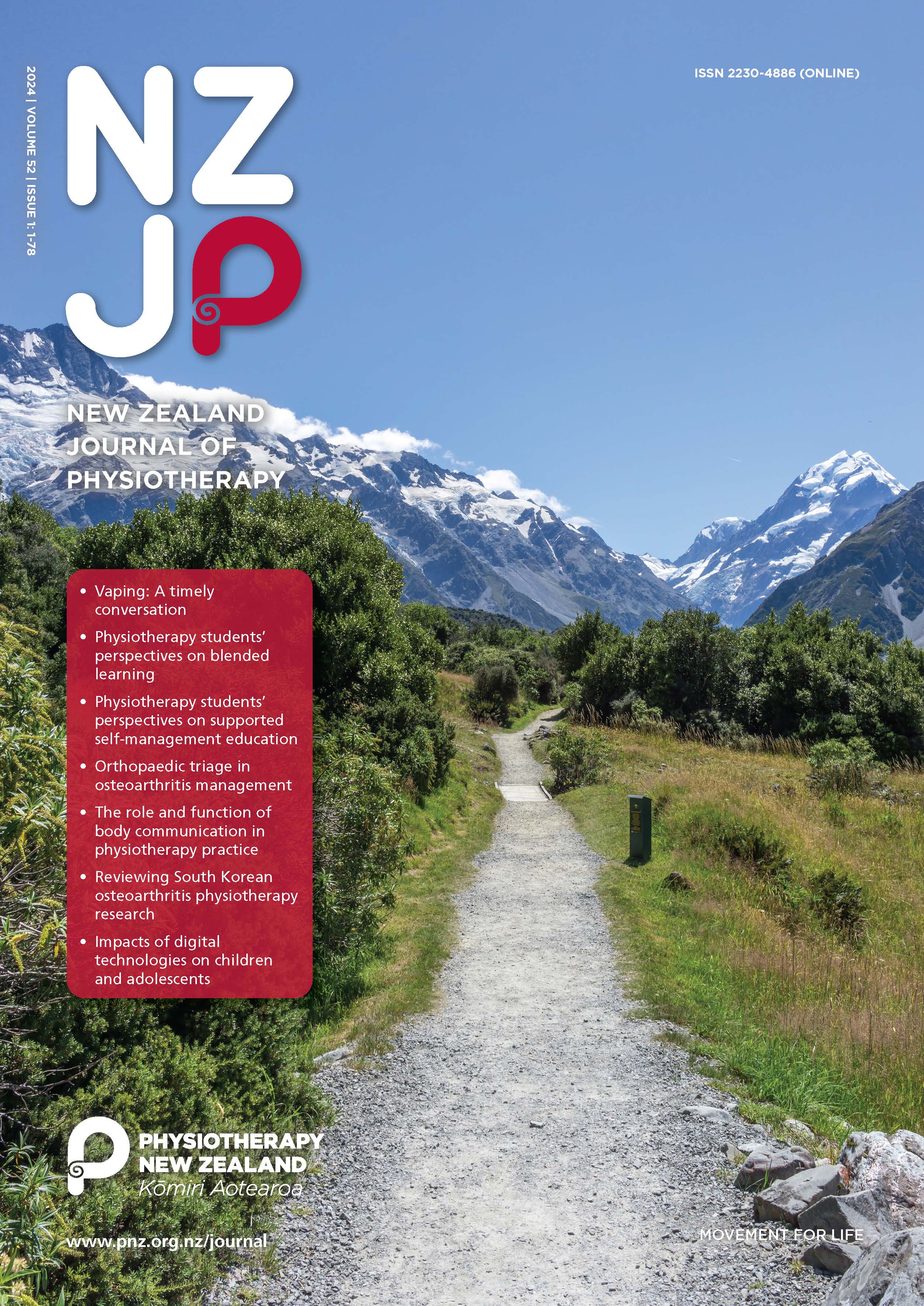 					View Vol. 52 No. 1 (2024): New Zealand Journal of Physiotherapy
				
